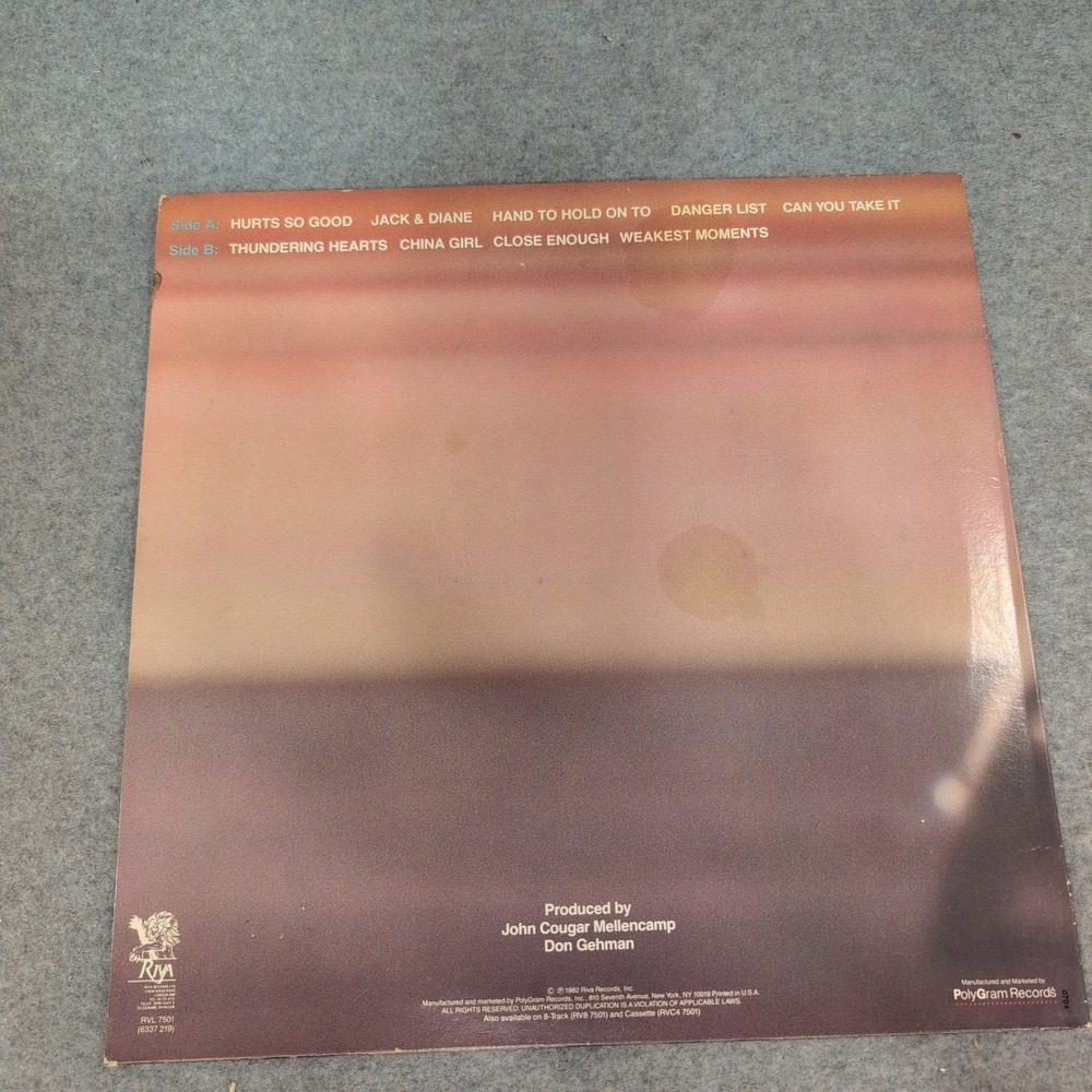 John Cougar American Fool Vinyl LP 1982 Riva Records RVL 7501 Hurts So Good - Picture 2 of 2